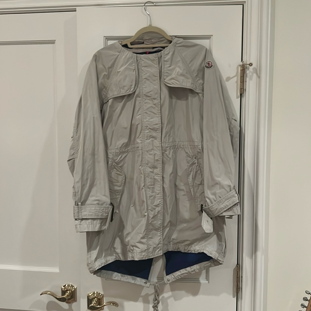 Moncler Hooded Creamy Grey Rain Jacket